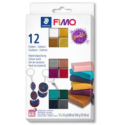 FIMO effect sparkle sæt, 12x25 g - leveres til døren fra Aktivslivern.dk