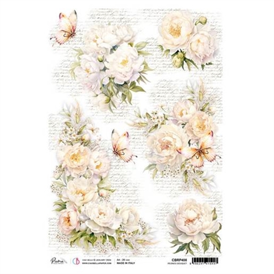 Decoupage Rispapir, Bouquet of peonies - leveres til døren fra Aktivslivern.dk