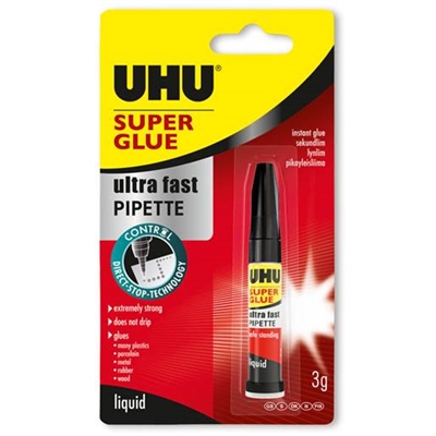 UHU Superglue pipette, 3 g - leveres til døren fra Aktivslivern.dk