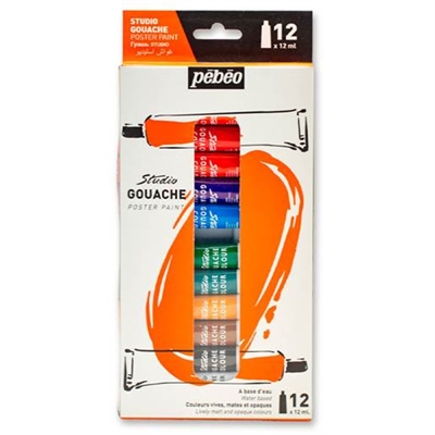 Pebeo Studio Gouache set, 12x12 ml - leveres til døren fra Aktivslivern.dk